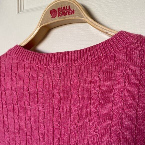 Talbots Crew Neck Cable Knit Pullover Sweater Pink 3-Button Cuff Women's Plus 1X - Picture 4 of 8